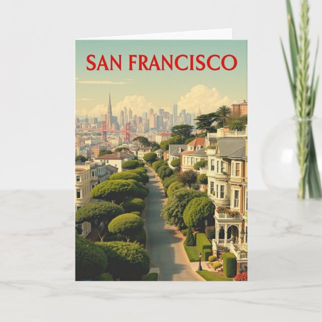Lombard Street, San Francisco | Vintage Retro Card (Front)