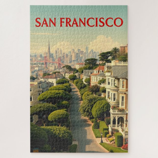 Lombard Street, San Francisco | Vintage Retro Jigsaw Puzzle (Vertical)