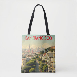 Lombard Street, San Francisco   Vintage Retro  Tote Bag