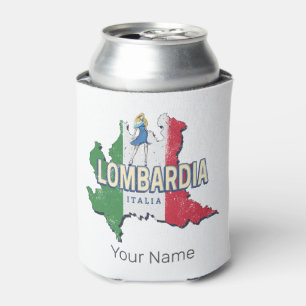 Lombardy Italy Retro Region Map Vintage Souvenir Can Cooler