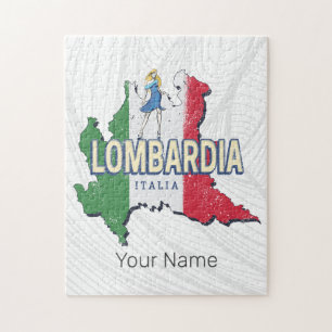 Lombardy Italy Retro Region Map Vintage Souvenir Jigsaw Puzzle