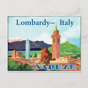 Lombardy, Italy, Varese, city view, mountains Postcard