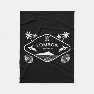 Lombok Indonesia Island Sea Turtle Palms Vacation Fleece Blanket