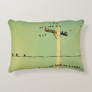 Lomo Green Wired Birds Decorative Cushion
