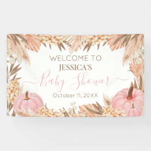 Lona Boho Pampas Pink Pumpkin baby shower Welcome Banner