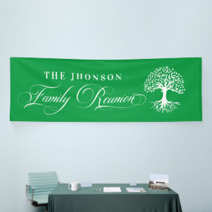 Lona Family Reunion tree backdrop Green Banner
