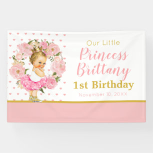 Lona Little Princess birthday Flowers banner