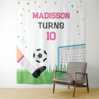 Lona Soccer girl Sport Birthday backdrop banner Tapestry