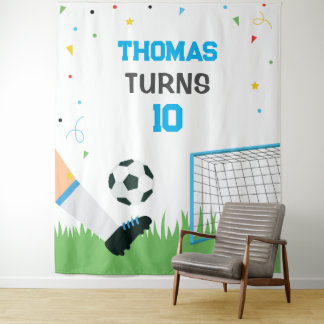 Lona Soccer Sport Birthday backdrop banner Tapestry