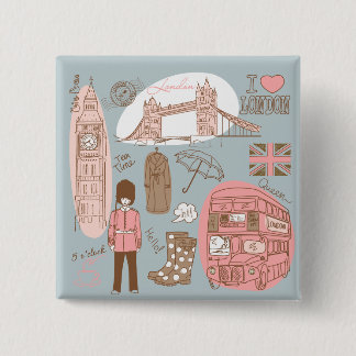 london 15 cm square badge