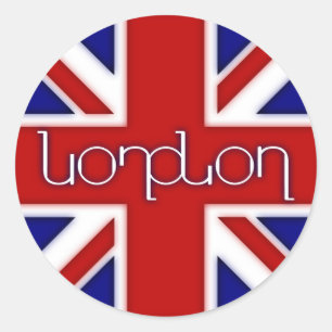 'London' ambigram on UK flag Classic Round Sticker