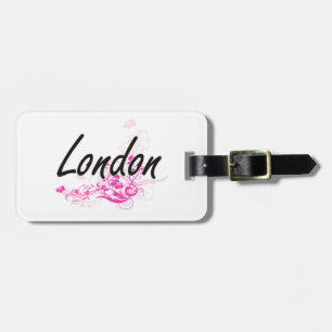 London Artistic Name Design with Flowers Luggage Tag