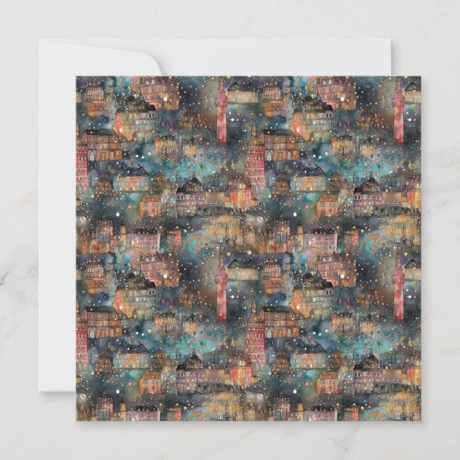 London at Christmas & New Year's in Watercolors Holiday Card (Front)