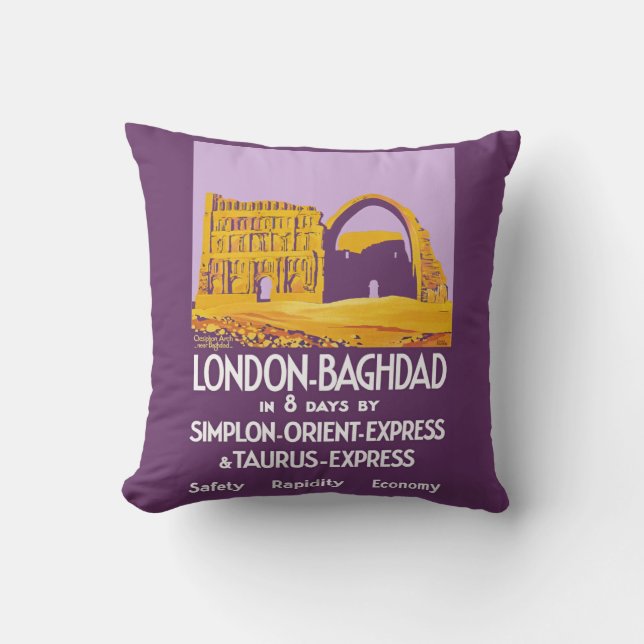London - Baghdad Orient Express Cushion (Front)