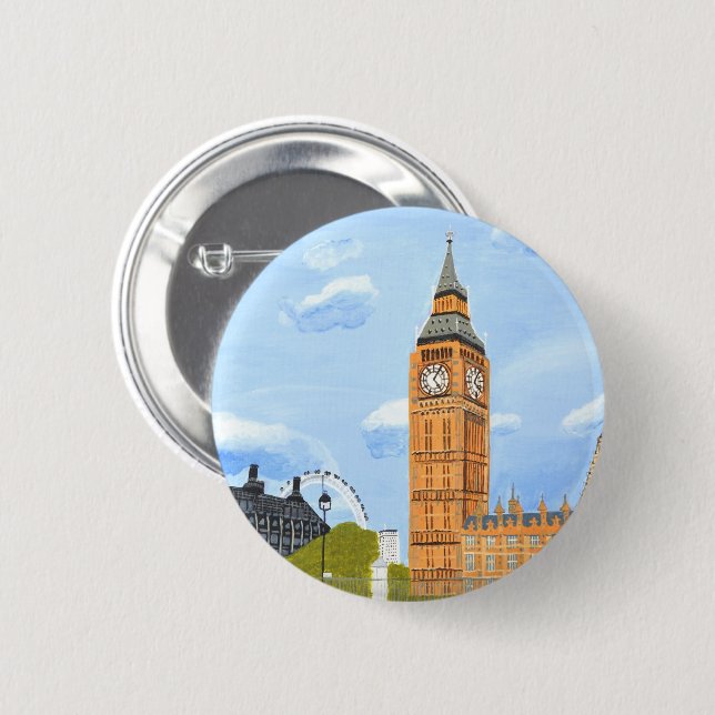 London Big Ben 6 Cm Round Badge (Front & Back)