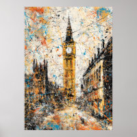 London Big Ben Abstract Drip Painting