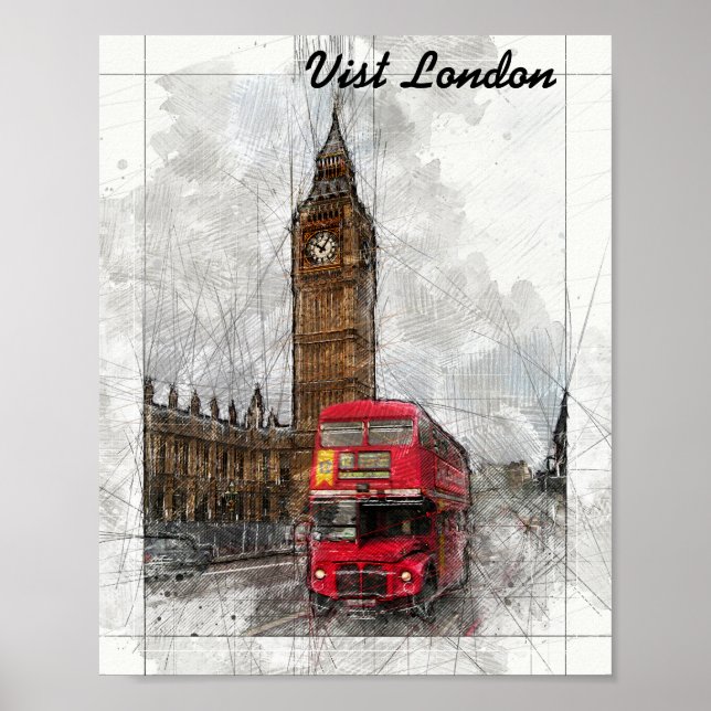 London big ben and red bus  poster (Front)