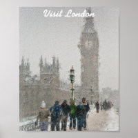 London big ben and Snowing oil painting