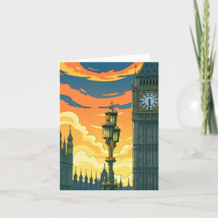 London Big Ben at sunset view greeting card