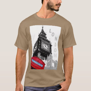 London Big Ben Clock Tower Red Telephone Box T-Shirt