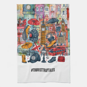 London Big Ben Double Deck Bus Westminster Tourist Tea Towel