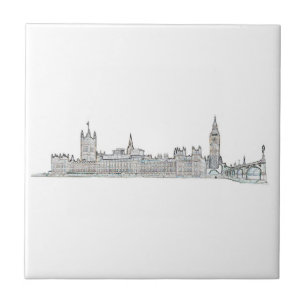 London Big Ben Great Britain Sketch Tile