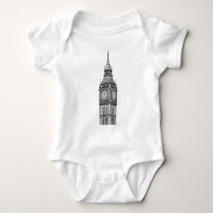 London Big Ben Illustration Baby Bodysuit
