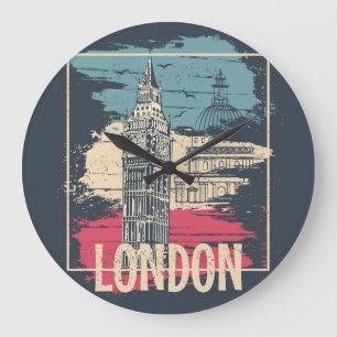 London Big Ben: Typography Poster Large Clock