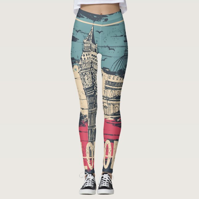 London Big Ben: Typography Poster Leggings (Front)