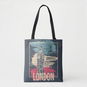 London Big Ben: Typography Poster Tote Bag