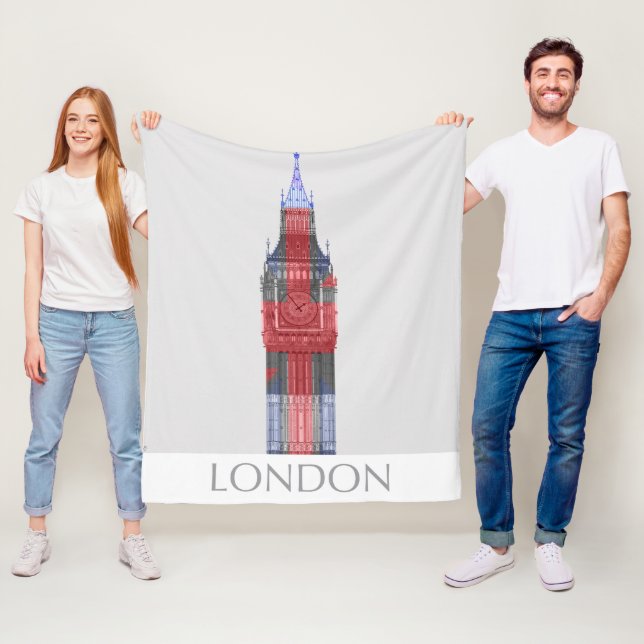London Big Ben Union Jack Fleece Blanket (In Situ)