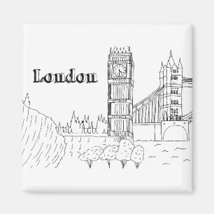 London Big Ben Vacation Drawing Vacation Art Trave Magnet
