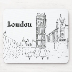 London Big Ben Vacation Drawing Vacation Art Trave Mouse Pad