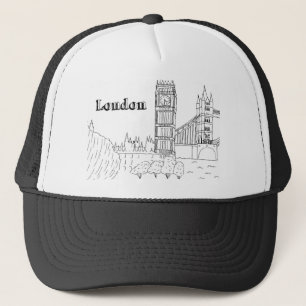 London Big Ben Vacation Drawing Vacation Art Trave Trucker Hat
