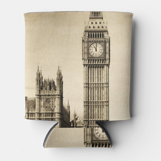 London Big Ben: Vintage View Can Cooler (Front)