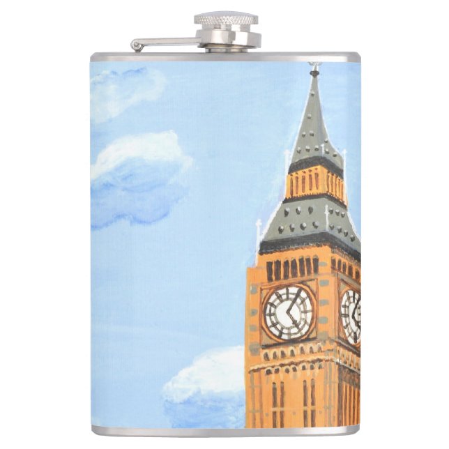 London Big Ben Vinyl Wrapped Flask (Front)