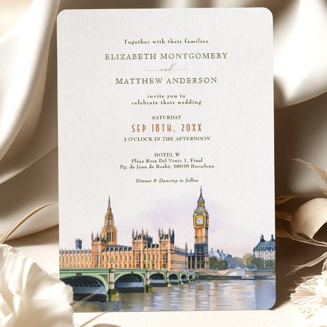 London Big Ben Westminster Bridge Wedding Invitation (Creator Uploaded)