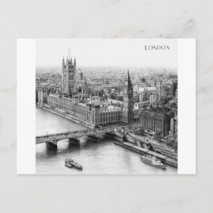 London Black and White Sketch Mug Postcard