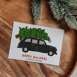 London Black Cab Christmas Tree Taxi Business Holiday Card