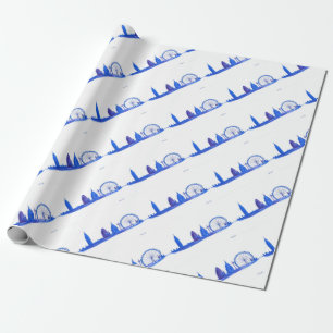 London blue England Skyline Pattern Vintage Wrapping Paper
