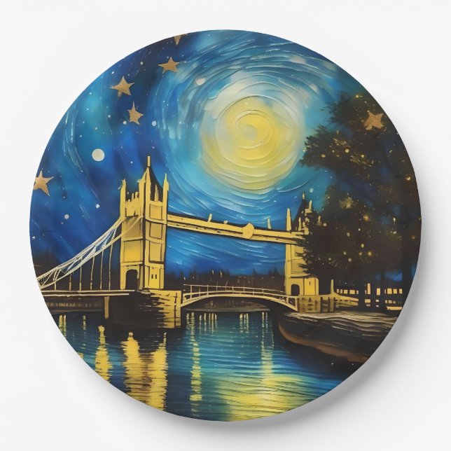 London Bridge Acrylic Art, Paper Plate (Front)
