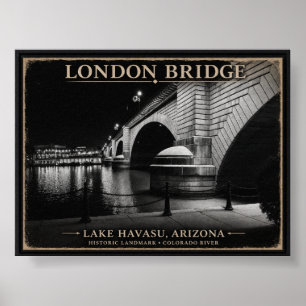 London Bridge Black & White Night Poster