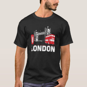 London Bridge Bus Big Ben And Phone Booth Funny Br T-Shirt