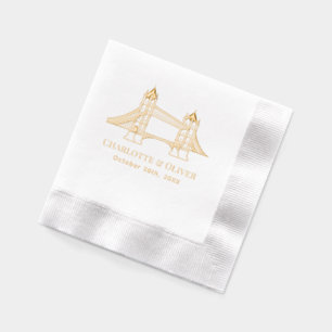 London Bridge England UK Couple Wedding Name Dat Foil Napkins