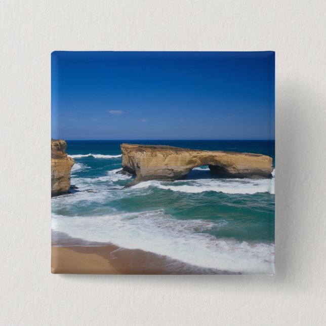 London Bridge, Great Ocean Road, Victoria, 15 Cm Square Badge (Front)