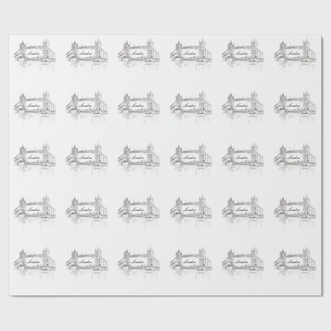 London Bridge grey toned drawing pattern Wrapping Paper (Flat)