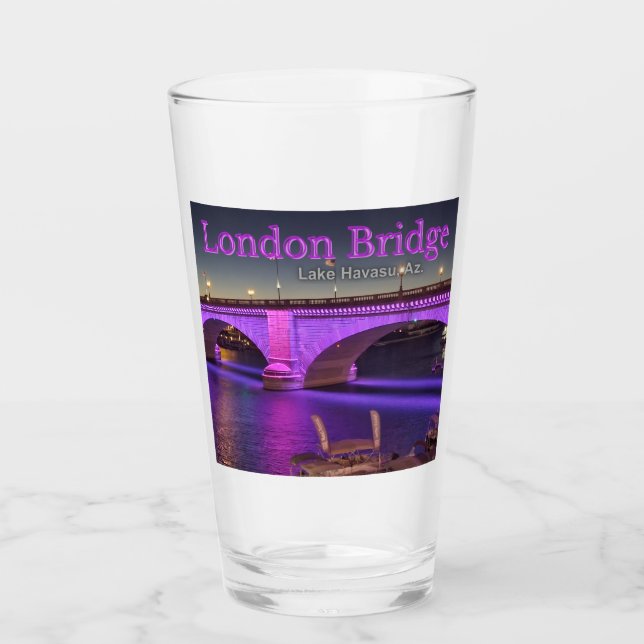 London Bridge Lit Up with purple lights!  Glass (Front)