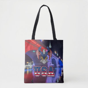 London Bridge with the American Bald Eagle Tote Bag