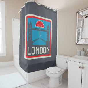 London Bridge with Umbrella Shower Curtain