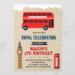 London bus birthday theme invitation